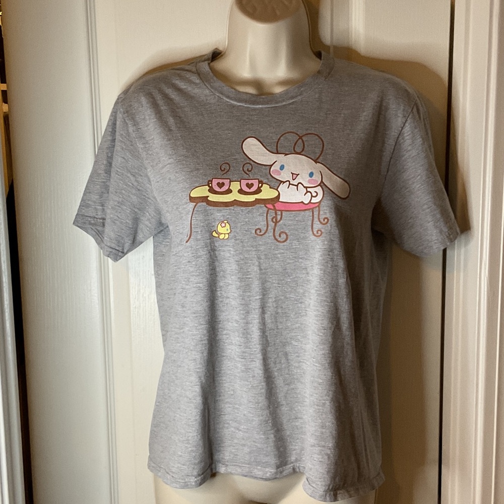 Sanrio Gray Tee with Adorable Character and Desserts